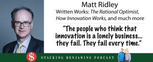 picture of matt ridley, innovation quote